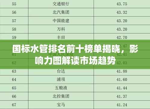 国标水管排名前十榜单揭晓，影响力图解读市场趋势
