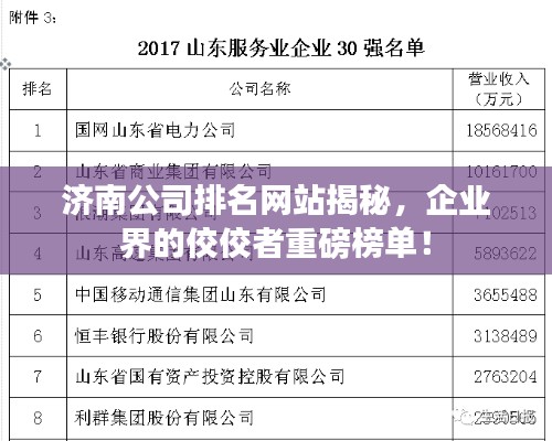济南公司排名网站揭秘,企业界的佼佼者重磅榜单!